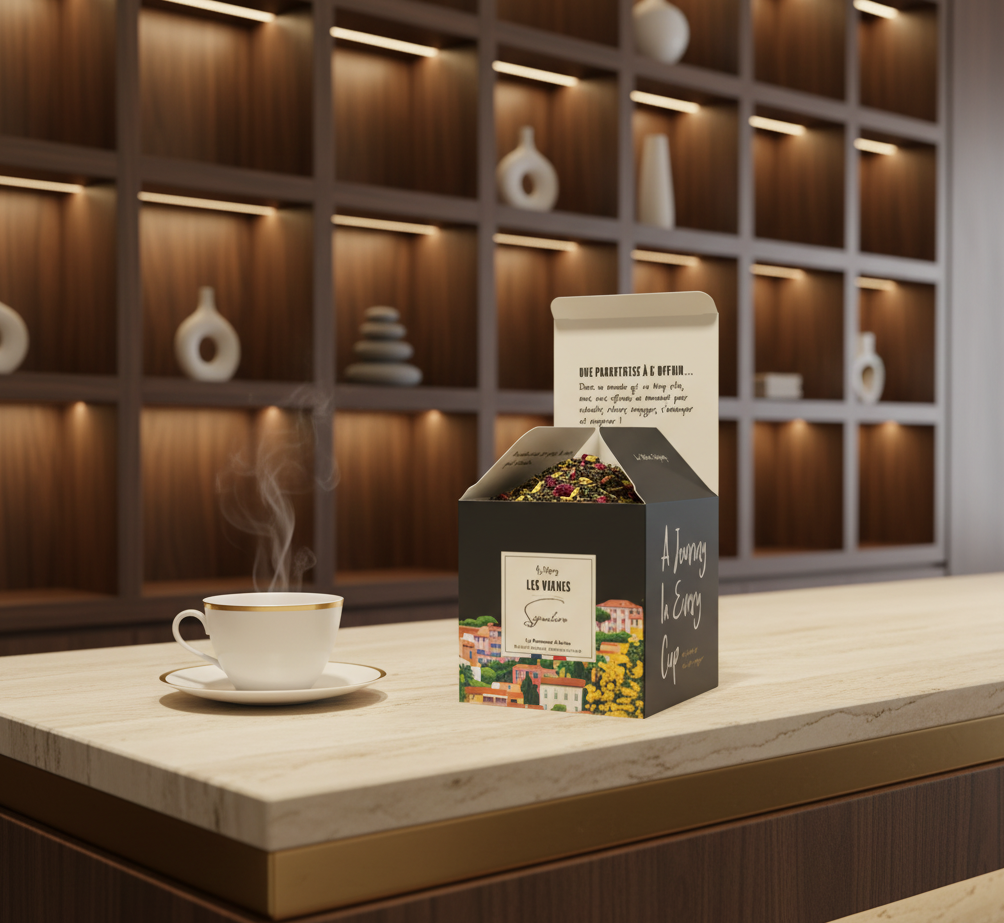 Boîte de thé signature Les Vignes par Odyssey